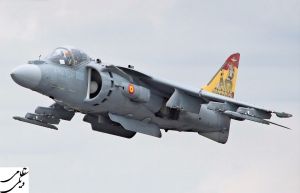 تصویر جنگنده هاوکر سیدلی مدل eav-8b. در حال پرواز در سال 2019.